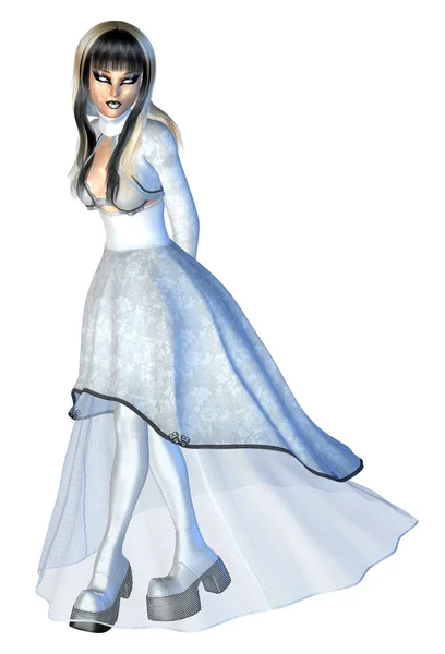 Chica gótica en vestido blanco — Foto de Stock