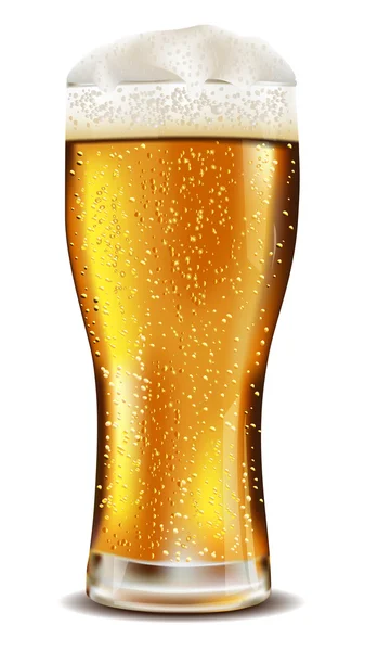 Vaso de cerveza con gotas de agua — Vector de stock