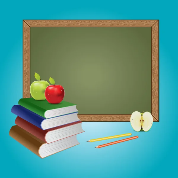 Schoolbord en boeken — Stockvector
