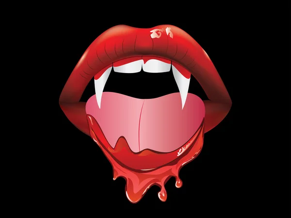 Labios de vampiro con sangre — Vector de stock