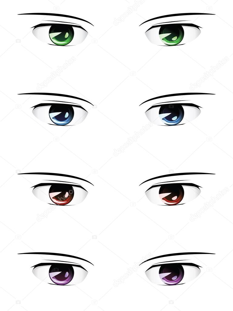 Set Male Anime Style Eyes Different Stock Vector (Royalty Free) 169896488