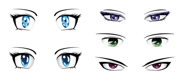 Diferentes ojos anime — Vector de stock