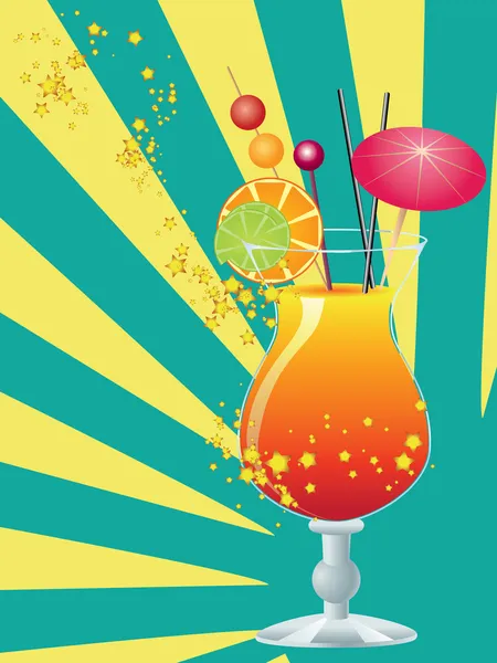 Cocktail orange avec décorations — Image vectorielle