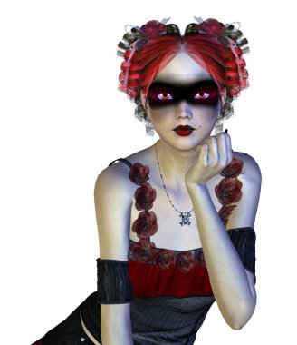 Kırmızı elbiseli. Gotik kız