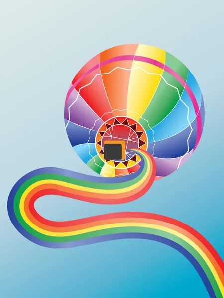 Air balloon with rainbow — Stock Vector