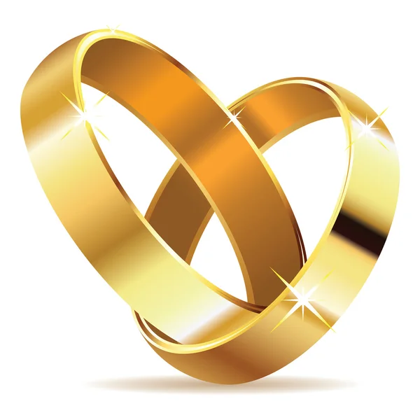 Anéis de casamento dourados — Vetor de Stock