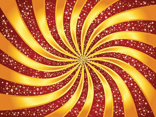 Fond rouge avec des rayons dorés — Image vectorielle