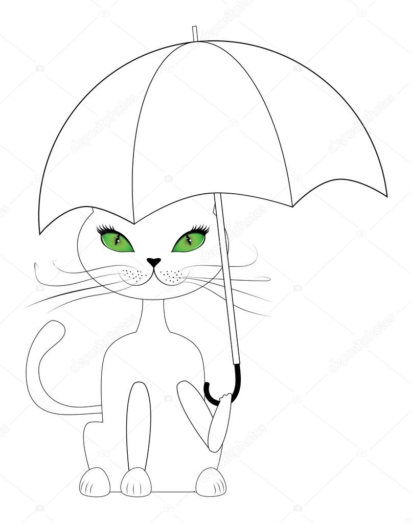 Cat with umbrella — Stock Vector © artshock 33130907