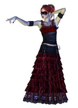 Kırmızı elbiseli. Gotik kız