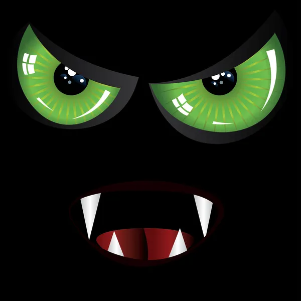 Evil face with green eyes — Stock Vector