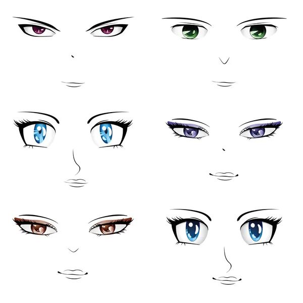 Anime obličeje — Stockový vektor