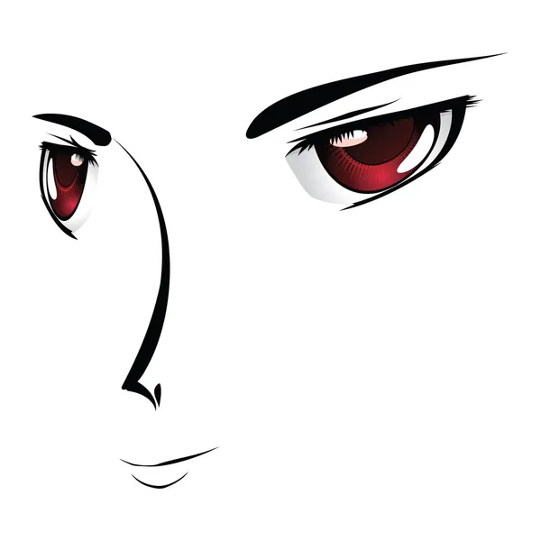 Visage de bande dessinée avec des yeux rouges — Image vectorielle