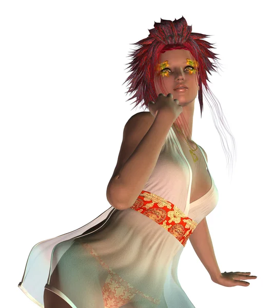 3D kobieta z włosów liści — Zdjęcie stockowe