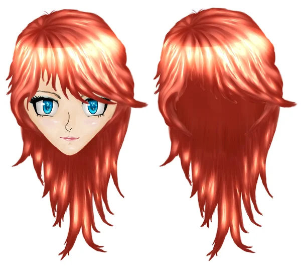 Anime lány vörös hajú — Stock Fotó