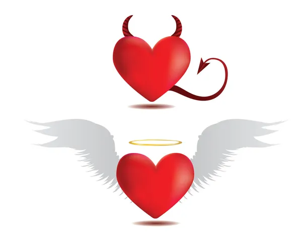 Good and evil hearts — Stock Vector