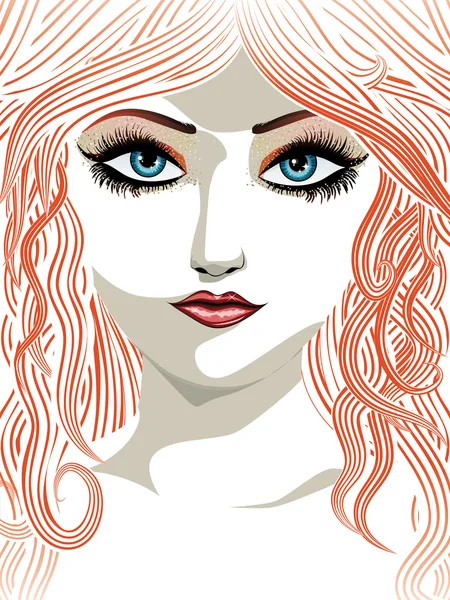 Red haired girl with blue eyes — Stock Vector