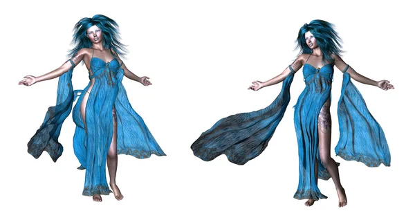 Fantasy donna con i capelli blu — Foto Stock