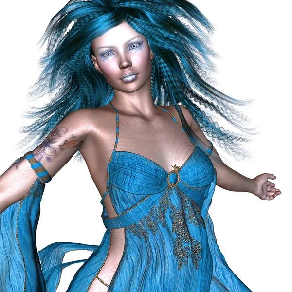 Fantasy donna con i capelli blu — Foto Stock