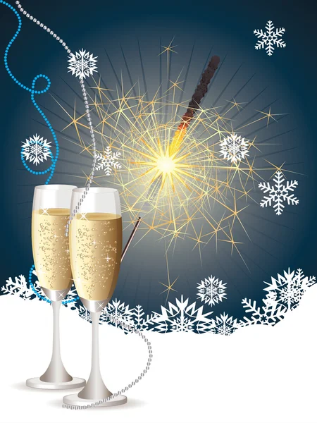 Champagne and sparkler — Stock Vector