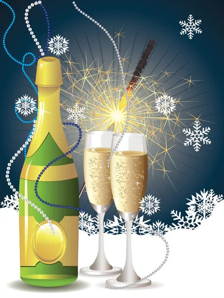 Champagne and sparkler — Stock Vector