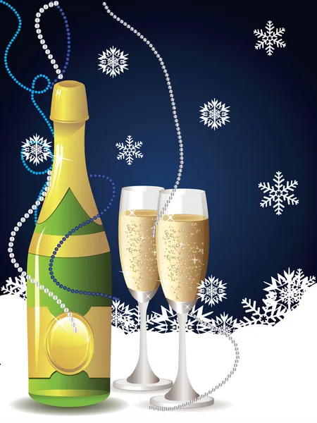 Card with champagne — Stock Vector