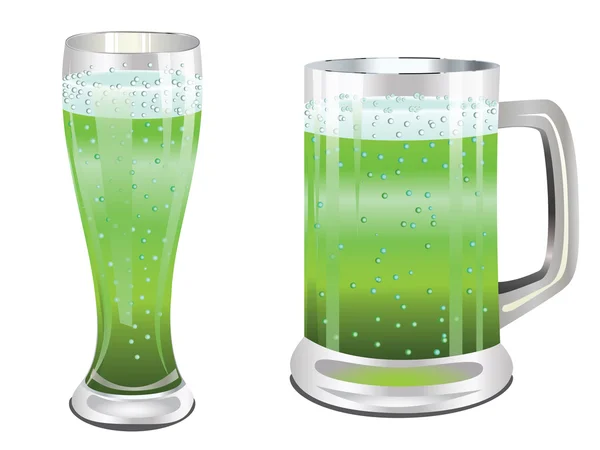 Vaso de cerveza verde — Vector de stock