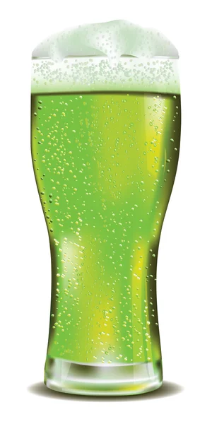 Vaso de cerveza verde — Vector de stock