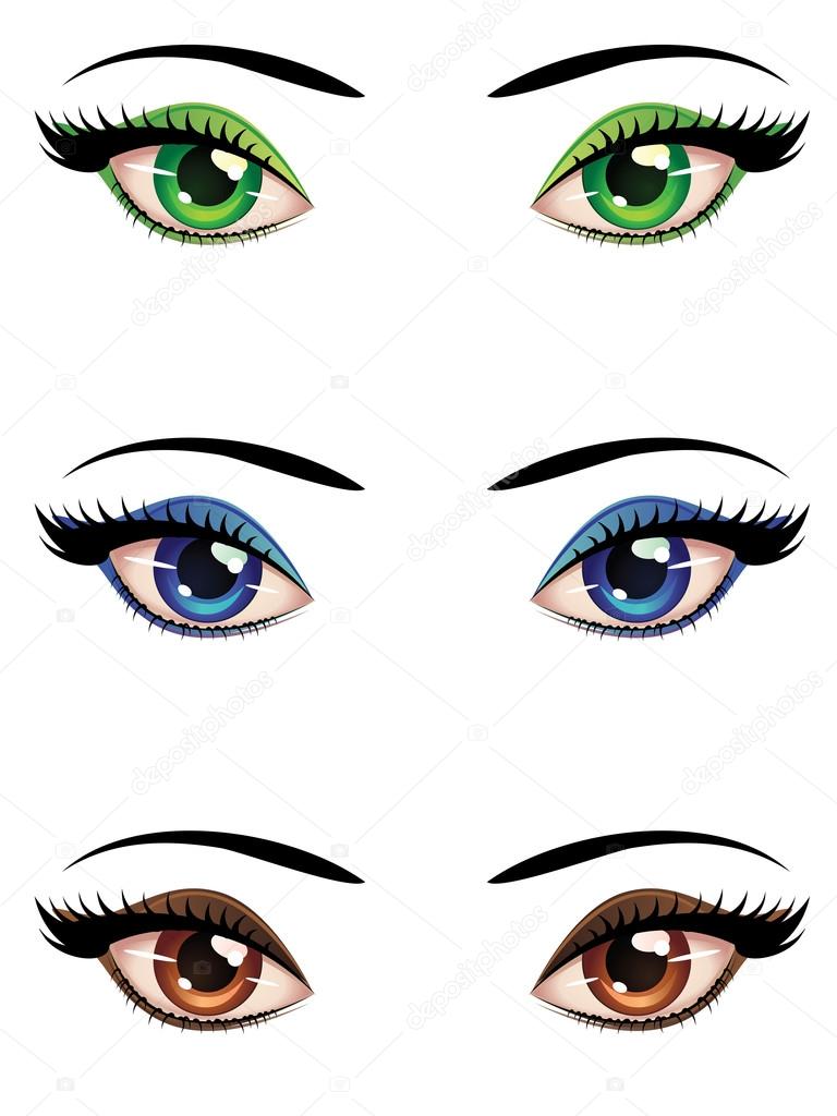 cartoon girl eyes with eyelashes clipart