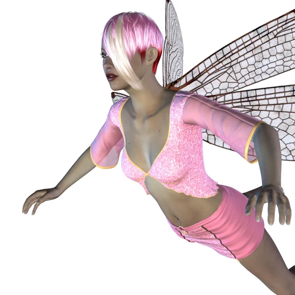 Fairy with pink dragonfly wings — Stock Photo, Image