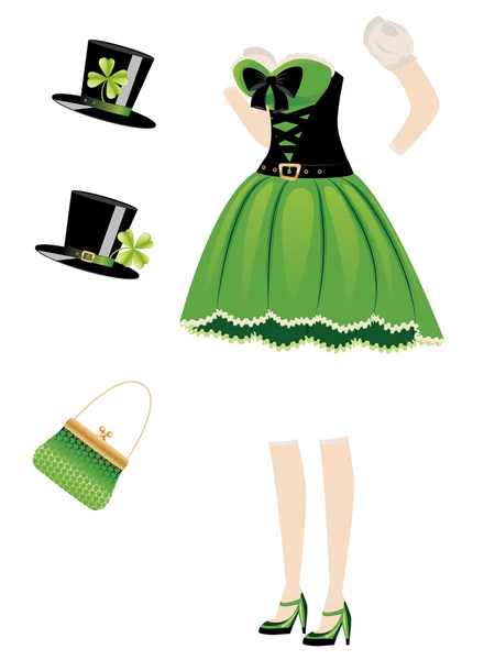 Leprechaun girl dress — Stock Vector