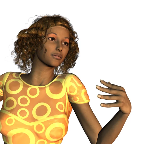 Ciemne skóry kobiety zużycie żółty — Zdjęcie stockowe