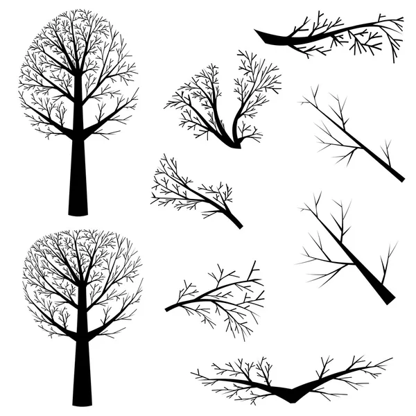 Silueta de árboles desnudos — Vector de stock