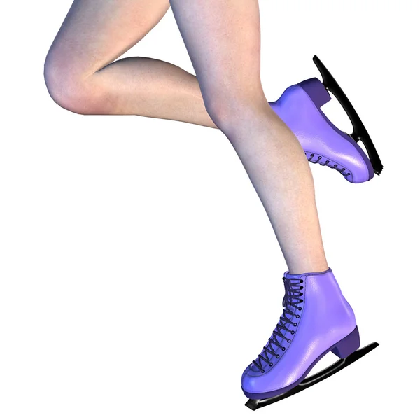 Female Legs in Violet Ice Skates — Stock Photo, Image