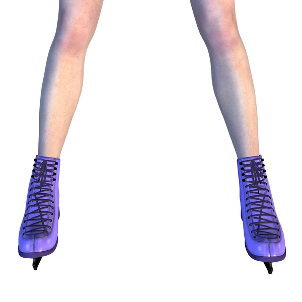 Female Legs in Violet Ice Skates — Stock Photo, Image