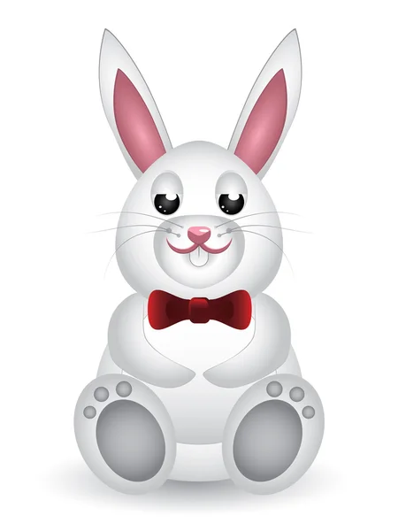 Cute white bunny with bow — Stock Vector