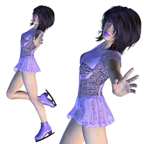 Figure Skater in Violet Dress — Stock Photo, Image