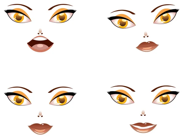 Toon volto femminile con gli occhi gialli — Vettoriale Stock