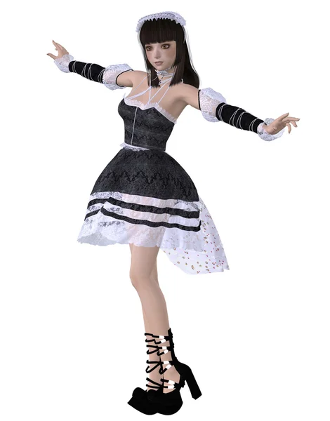 Girl in black gothic dress — Stock Photo, Image
