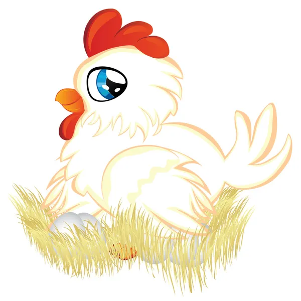 Cartoon Hen in Nest — Stock Vector