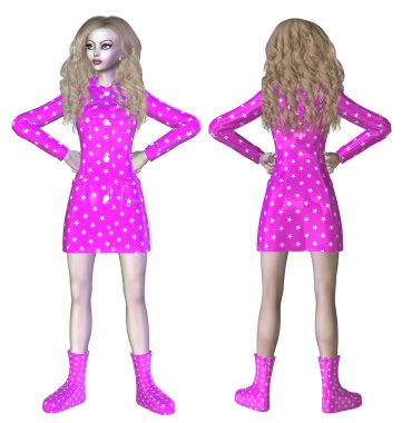 pembe ceket 3D kadın