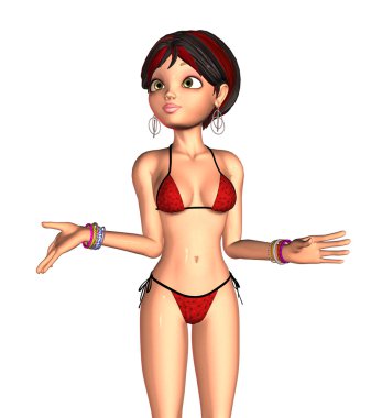 3d Girl in Red Bikini clipart