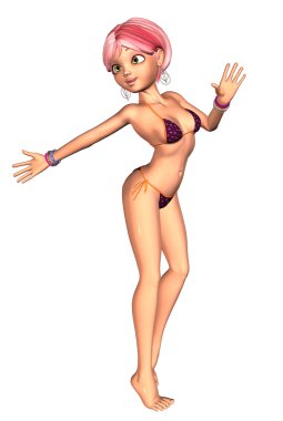 3d Girl in Violet Bikini clipart