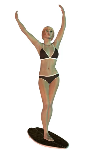 3D loira Surf Girl — Fotografia de Stock