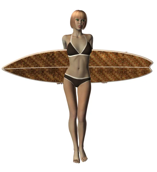 3D Blond Surf Girl — Stock Photo, Image
