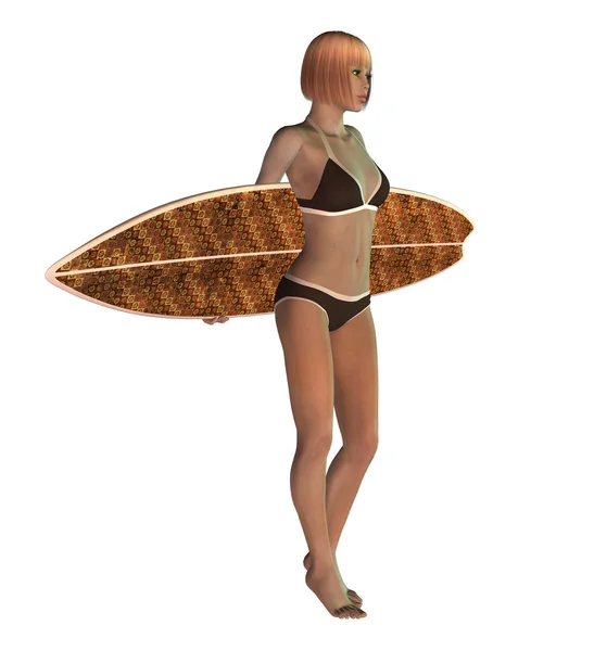 3d Blond Surf Mädchen — Stockfoto