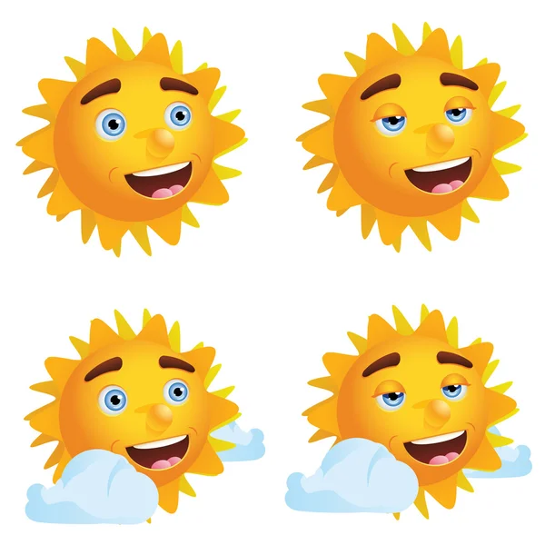 Sonne mit unterschiedlichen Emotionen — Stockvektor