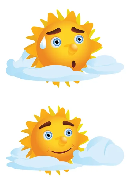 Sol con nubes — Vector de stock