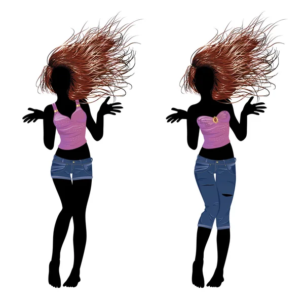 Girl in Jeans Shorts Stock Illustration