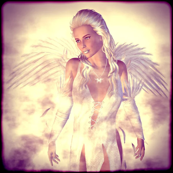 Biały anioł w chmury — Zdjęcie stockowe