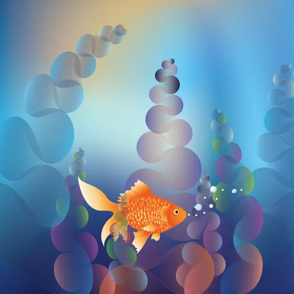Gouden vis onderwater — Stockvector